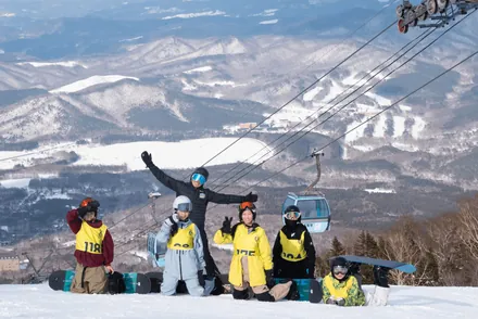 Students at the top of the gondola
